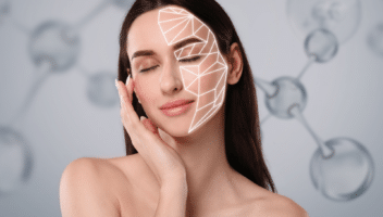 Femme avec motif géométrique sur le visage